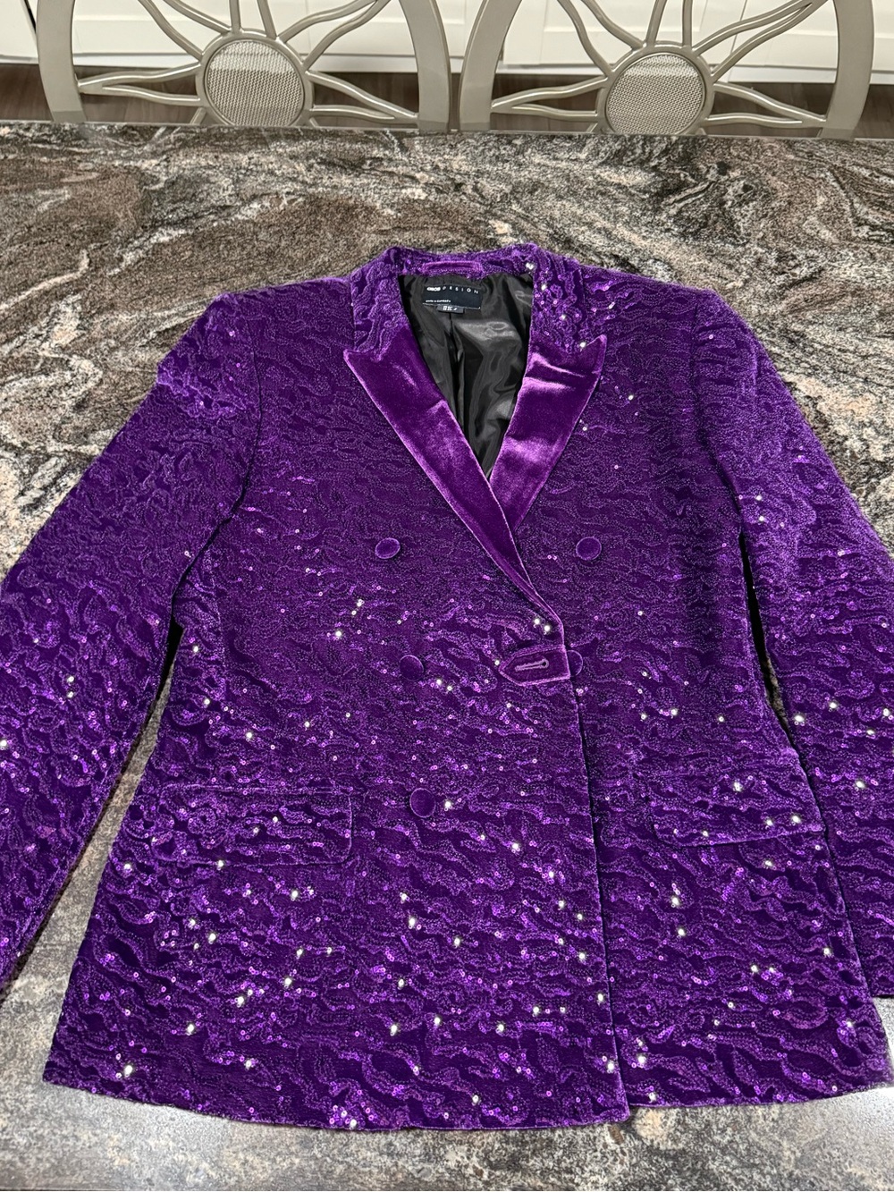 ASOS Rich Purple Sequin Velvet Blazer